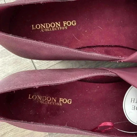 [9.5W]London Fog Willow Burgundy Block Heel wide Fit Loafer  Pump - Picture 6 of 7